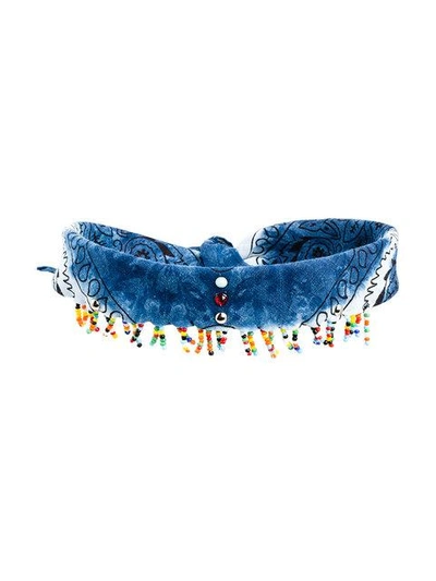 Shop Dannijo Beaded Scarf Choker Necklace In Blue