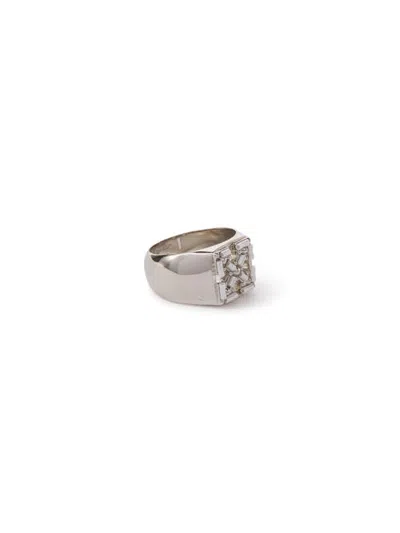 Off-white Arrow Ring With Studs In Silver