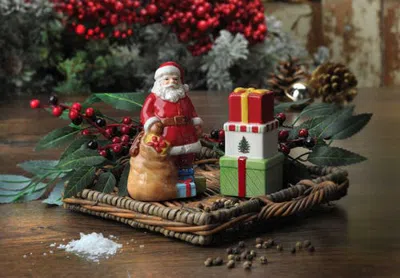 Spode Christmas Tree Santa And Gift Box Salt & Pepper Set In Multi