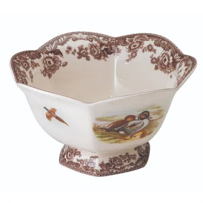 Spode Hexagonal Lapwing Footed Bowl In Multi