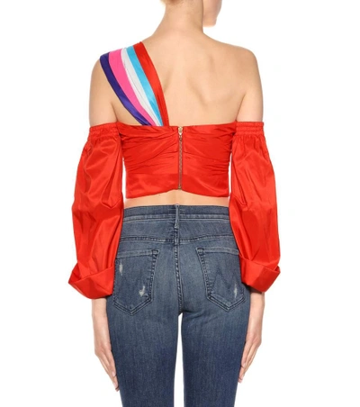 Shop Peter Pilotto Panelled Taffeta Top In Red