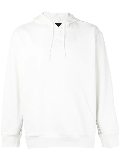 Adidas Originals By Alexander Wang Logo Appliquéd Embroidered Cotton-jersey Hooded Top In Core White