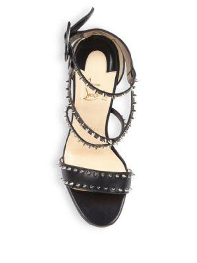 Shop Christian Louboutin Choca Spikes 100 Leather Sandals In Black-nikel