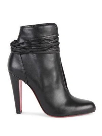 Shop Christian Louboutin S.i.t. Rain 100 Leather Booties In Black