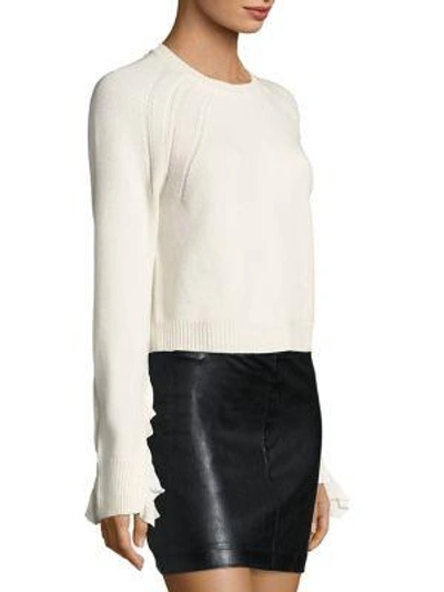 Shop Helmut Lang Ruffled Pullover Sweater In Ivory
