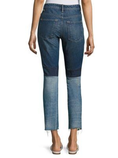 Shop Helmut Lang Slim-fit Patchwork Jeans In Vintage Blue