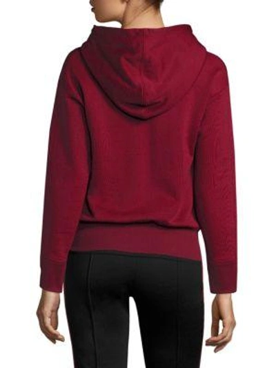 Shop Helmut Lang Shrunken Ribbed Hoodie In Ruby