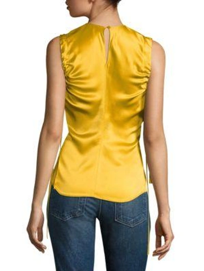 Shop Helmut Lang Armhole Ruched Silk Tank Top In Flame