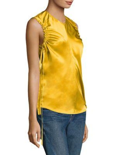 Shop Helmut Lang Armhole Ruched Silk Tank Top In Flame