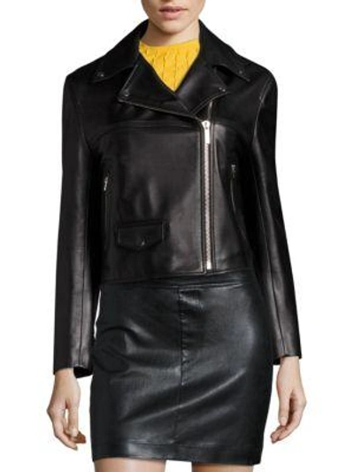 Shop Helmut Lang Leather Biker Jacket In Black