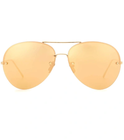 Linda Farrow Open-inset Mirrored Cat-eye Sunglasses, Gold