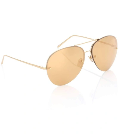 Shop Linda Farrow Gold-plated Aviator Sunglasses