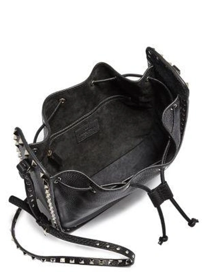 Shop Valentino Rockstud Large Leather Bucket Bag In Black