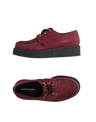 Underground Laced Shoes In Maroon