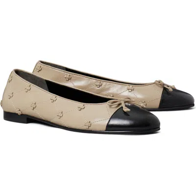 Tory Burch Cap Toe Bunny Knot Ballet Flats - - Leather - Beige In ...