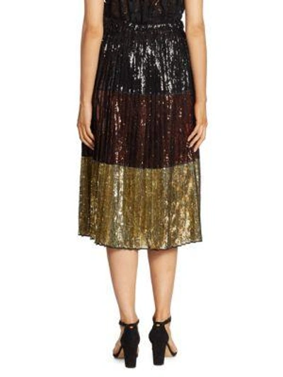 Shop N°21 Metallic Sequined Colorblock Skirt In Black