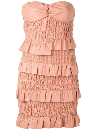 Drome Ruched And Ruffled Dress In Pink