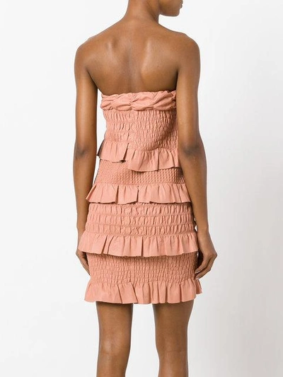 Shop Drome Ruched And Ruffled Dress In Pink