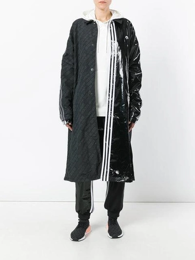 Shop Adidas Originals By Alexander Wang Contrasting Panel Logo Coat In Black