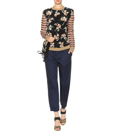 Shop Marni Cotton Trousers In Blue