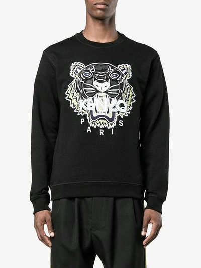 Shop Kenzo Tiger Embroidered Sweatshirt - Black