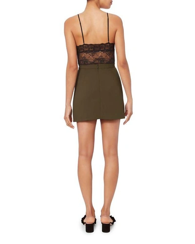 Shop Brandon Maxwell Layered Olive Mini Skirt