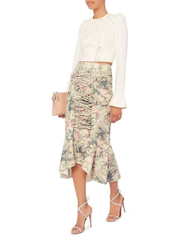 Shop Zimmermann Cavalier Strapped Floral Skirt