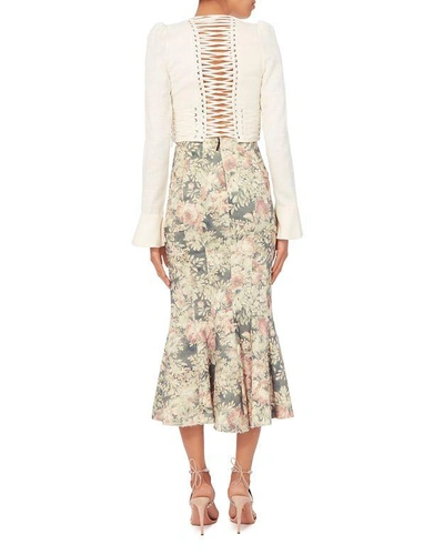 Shop Zimmermann Cavalier Strapped Floral Skirt