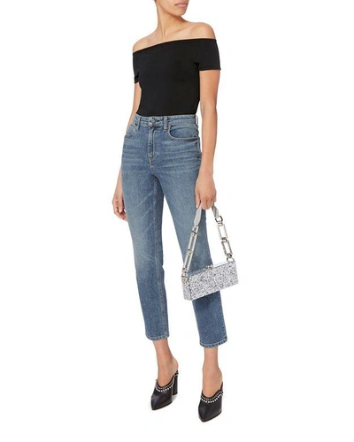 Shop Helmut Lang Off Shoulder Boat Neck Top