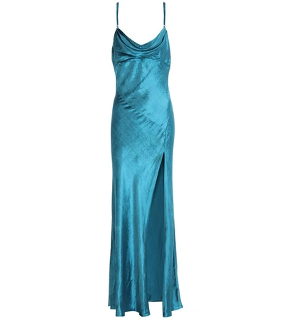 Attico Leticia Velvet Dress In Turquoise