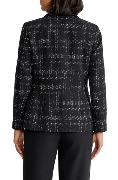 Kasper One-button Plaid Blazer In Black