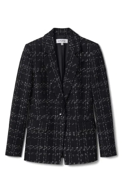 Kasper One-button Plaid Blazer In Black