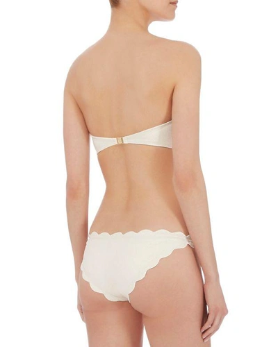 Shop Marysia Antibes Lace-up Metallic Ivory Bandeau Bikini Top