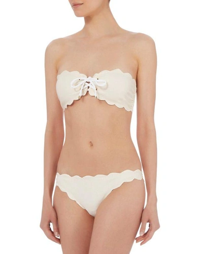 Shop Marysia Antibes Lace-up Metallic Ivory Bandeau Bikini Top
