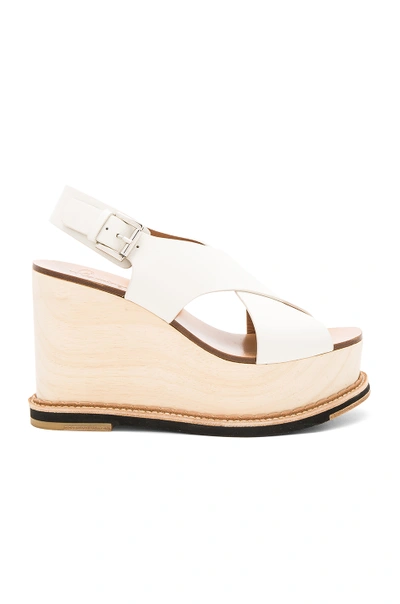 Flamingos Trendy Wedge In Vacchetta Off White