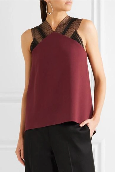 Shop Roland Mouret Dave Lace-trimmed Draped Crepe Top