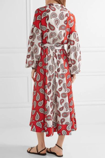 Shop Dodo Bar Or Printed Silk Crepe De Chine Dress In Red