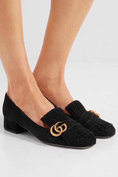 gucci marmont fringed suede loafers