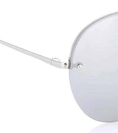 Shop Linda Farrow White Gold-plated Mirrored Aviator Sunglasses