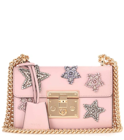 Gucci Padlock Embellished Leather Shoulder Bag In Pink
