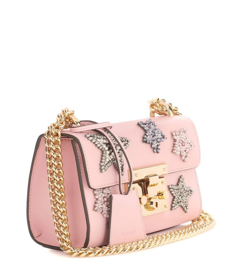 Gucci Padlock Embellished Leather Shoulder Bag In Pink | ModeSens
