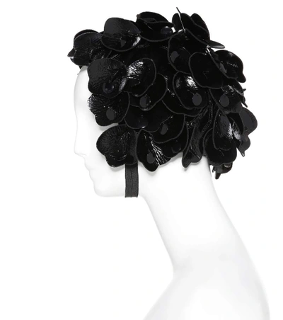 Shop Miu Miu Floral-embellished Hat In Black