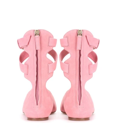 Shop Valentino Suede Ballerinas In Pink
