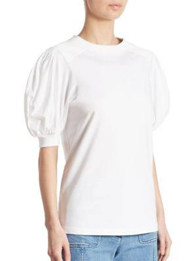 Shop Chloé Puff Sleeve Cotton Tee In White
