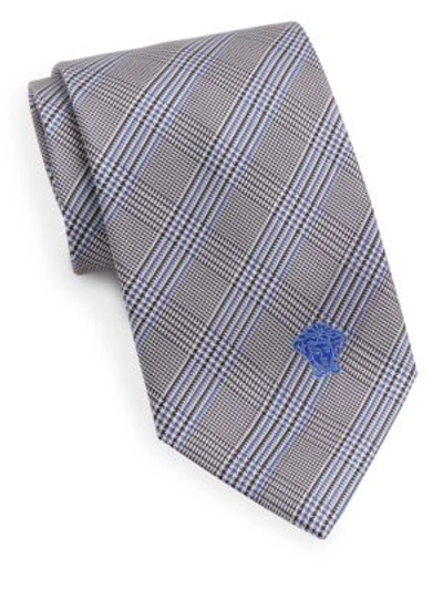 Versace Houndstooth Silk Tie In Na