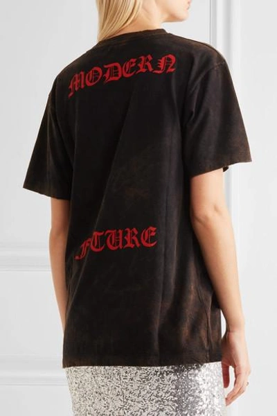 Shop Gucci Appliquéd Printed Cotton-jersey T-shirt In Black