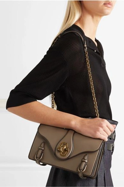 Shop Bottega Veneta The City Knot Leather Shoulder Bag In Dark Brown