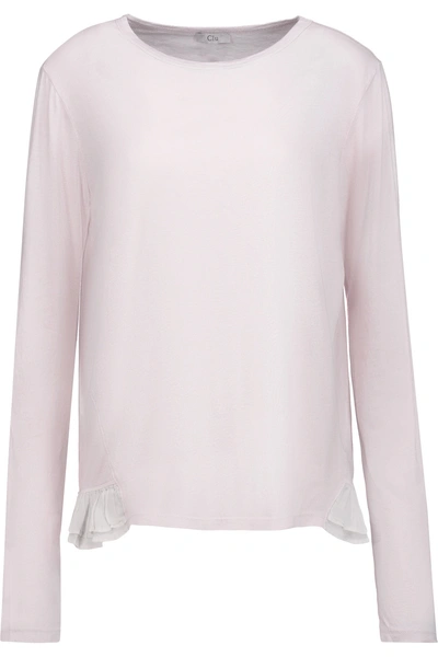 Clu Ruffled Silk-trimmed Cotton And Modal-blend Top