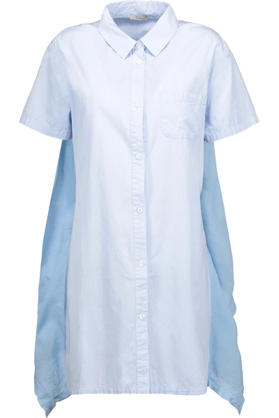 Clu Tie-back Washed Silk-paneled Cotton Mini Dress