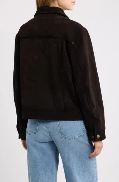 Frye Cow Split Leather Jacket In Brown
